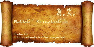 Matkó Krisztián névjegykártya