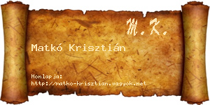 Matkó Krisztián névjegykártya